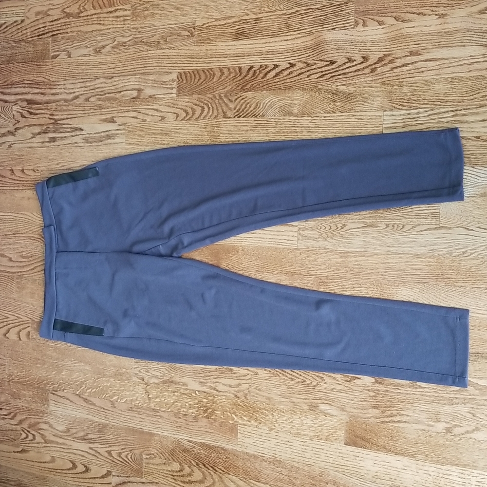 (12) G by Giuliana Slim Fit Ankle Pant Rayon Blend Faux Leather Strips Skinny